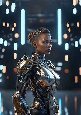 Cyborg Woman in Neons