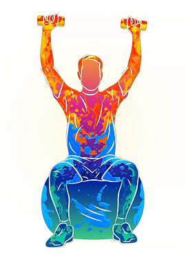 Man trains on a ball with