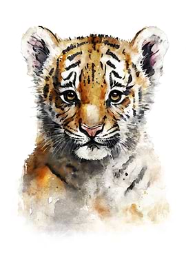 Cute Baby Tiger Watercolor