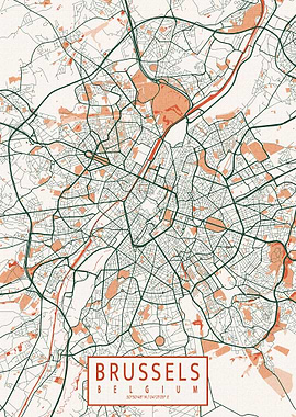 Brussels City Map Bohemian
