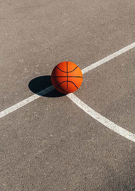 Basketball ball on court