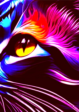 Colorful Cat Face Illustra