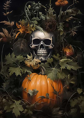 Floral Skeleton Pumpkin