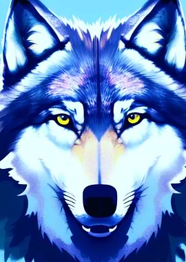 Illustration of a blue wol