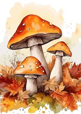 Watercolor Mushroom