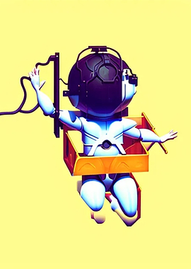 Astronaut floating in spac