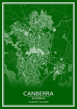 Canberra Green White Map
