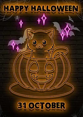 Pumpkin and cat halloween