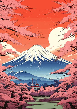 Japan Distant Fuji Pagoda