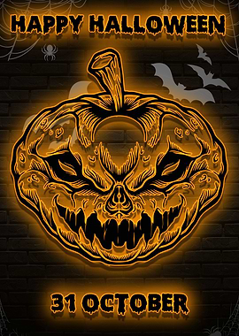 pumpkin halloween neon