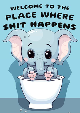 Cute Elephant On Toilet