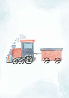 Cute watercolor train