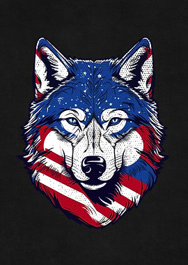 Wolf US Flag Patriotic