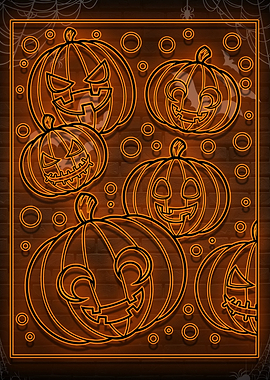 pumpkin halloween neon