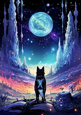 Luna Night Wolf Landscape