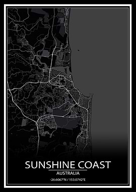 Sunshine Coast Black Map