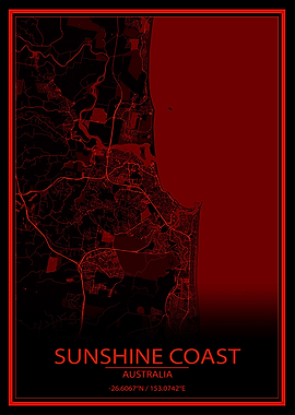 Sunshine Coast Red Map