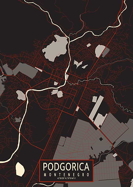 Podgorica City Map Vector