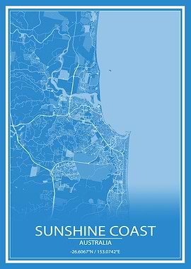 Sunshine Coast Blue Map