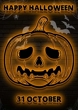 happy halloween day neon