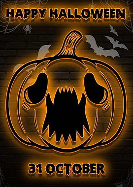 happy halloween day neon