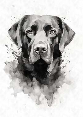 Labrador Black Ink Art