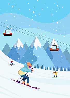Cute Ski Illustration