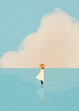 Girl standing on the sea