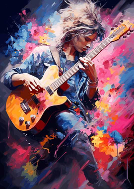 Beautiful Girl Play Guitar