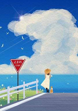 Girl Walking On The Road