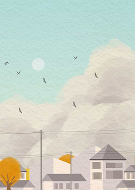 Autumn view in a village