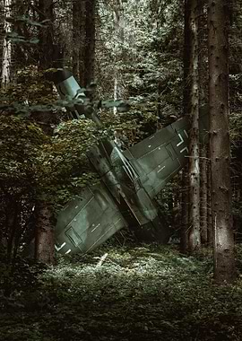 ww2 plane in the forest