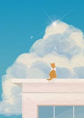 Japanese Cat On A Roof