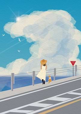 Girl Walking On the road