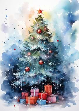 Watercolor Christmas Tree