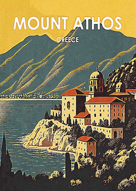 Mount Athos Greece Retro