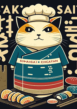 sushi cat chef japan