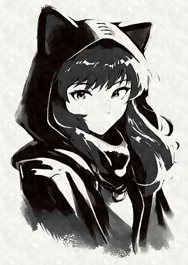 Nekomimi Hoodie Black Ink