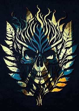 Psychedelic Flowers Skulls