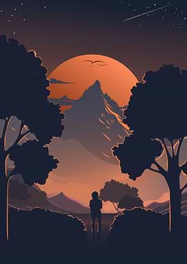 Full moon in the forest