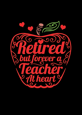 Retired Teacher Apple Cute