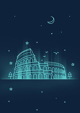 Rome Italy Neon Line