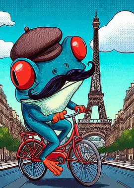 FROG ON A BIKE IN PARIS