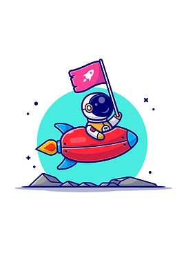 Cute Astronaut With Rocket