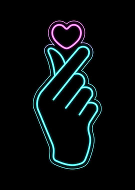 Korean Finger Heart neon
