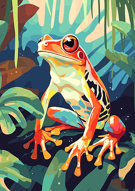 Cute Frog in Forest