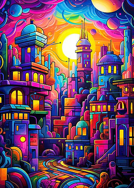 Surreal Cityscape at Night