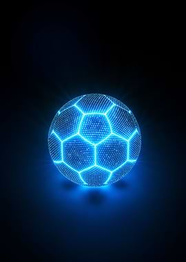 Glowing neon soccer ball