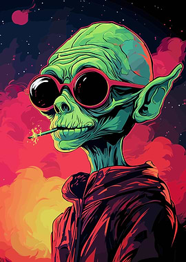 Green Alien Smoking