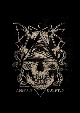 skeleton and eye symbol